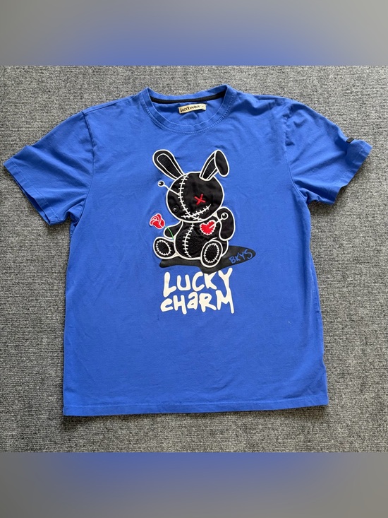 Bkys Other - BKYS Mens M Lucky Charm Bunny Blue Graphic T Shirt Embroidered Applique